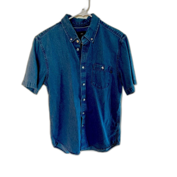 Obey Mens Medium Denim Short Sleeve Button Up - Picture 1 of 4